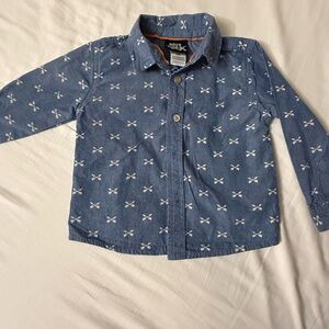 Boys Rock Navy Patterned Button Down Shirt